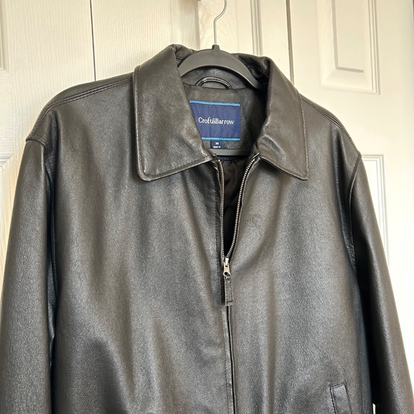 Like New CroftandBarrow Men’s Quilt Lined Leather Bomber Jacket Black Size Med. - Picture 4 of 17